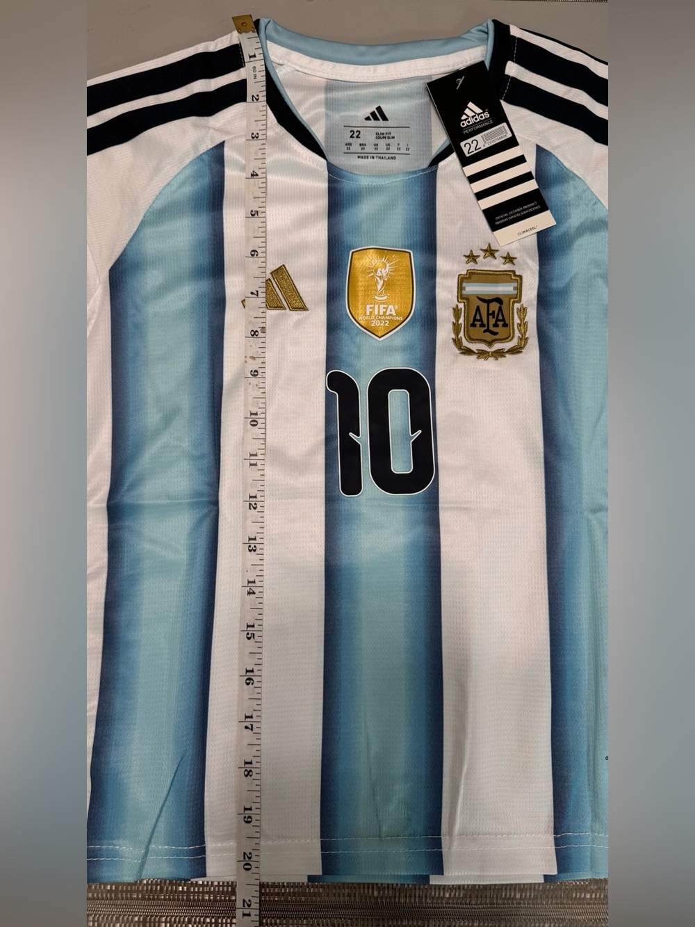 KIDS adidas White & Light Blue Argentina Soccer Set with Navy Shorts - Picture 4 of 6